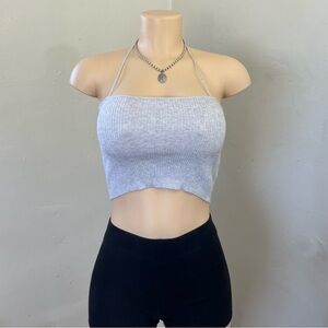 Brandy Melville Heather Gray Ribbed Crop Top